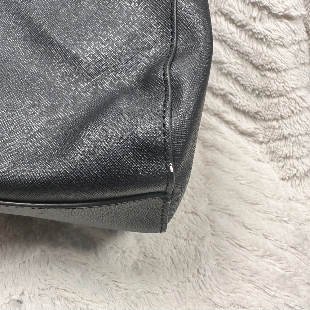 Trina Turk Black Vegan Shoulder Bag with Pink Interior